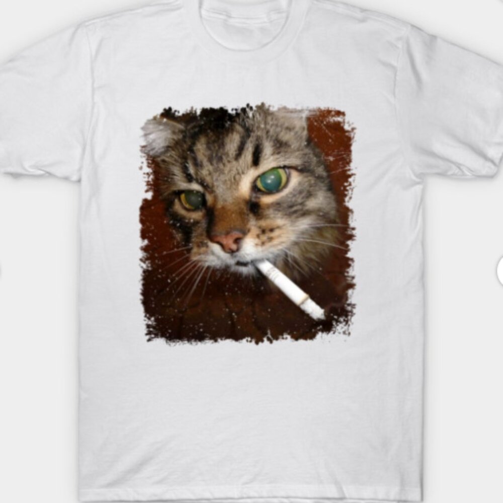 Funny Smoking Cat T-Shirt | Meme Animal Tee | Aesthetic Streetwear Shirt